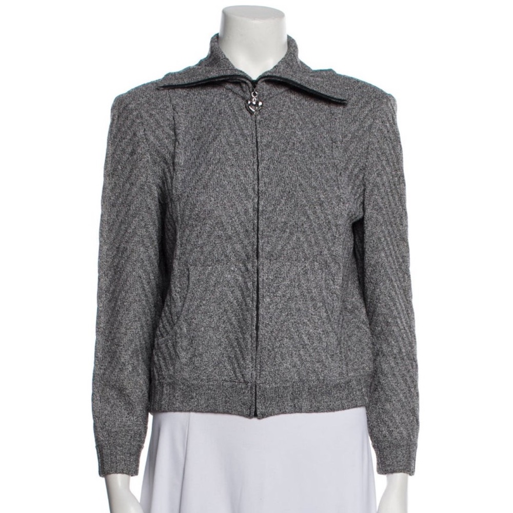 St. John Collection Gray Wool Printed Jacket